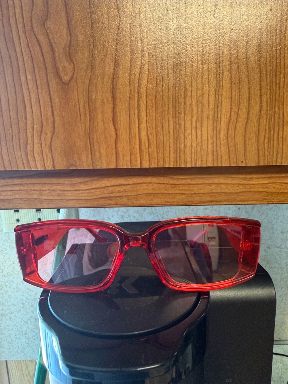 Bold Transparent Red Rectangle Sunglasses